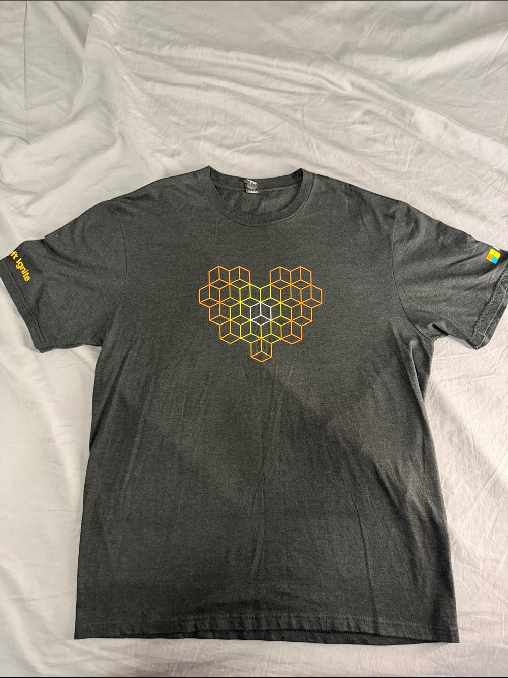 Microsoft Ignite Conference Charcoal Short-Sleeve Tee Yellow Geometric Heart
